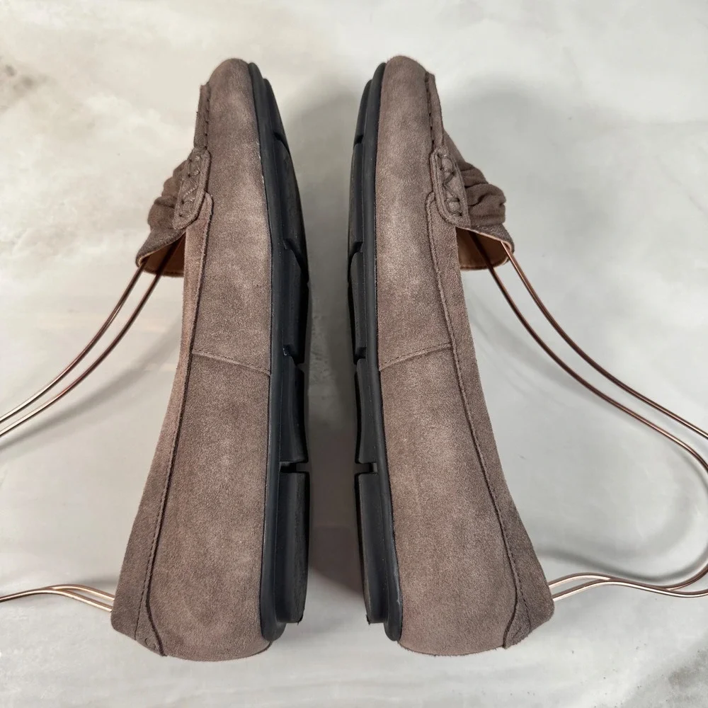 Vionic Taupe Leather Norah Loafers Moccasins Slip On Comfort Shoes Flats Size 8